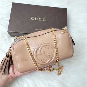 100% Authentic GUCCI SOHO leather fringe cosmetic pouch